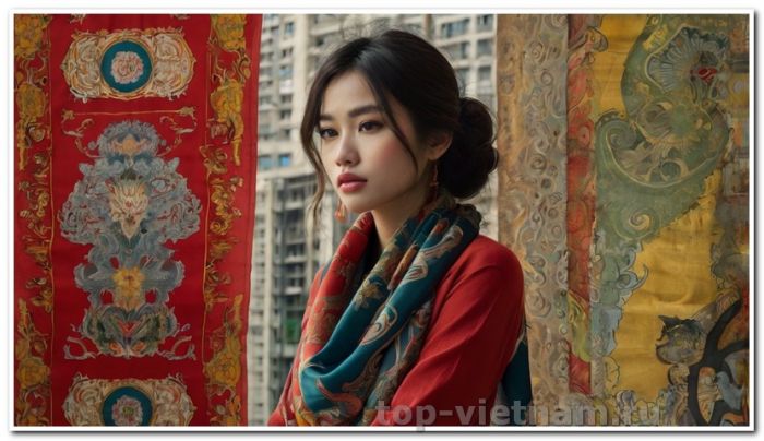 poster silk scarf from vietnam 2